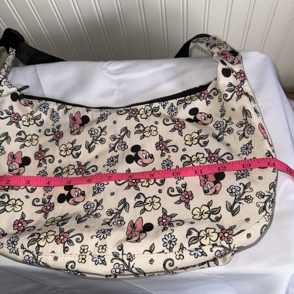 Baggu Disney Medium Nylon Crescent Sling Bag Purse Storybrook Floral Mickey - Picture 4 of 13